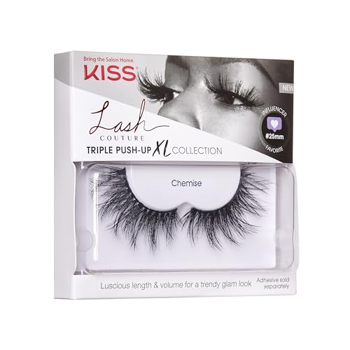 KISS Lash Couture Triple Push-up False Eyelashes, Halloween 02', Includes, Contact Lens Friendly, Easy to Apply, Reusable Strip Lashes (Pack of 3)