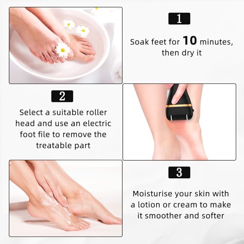 Rechargeable Electric Callus Remover for Feet with 3 Replacement Rollers and LED Light