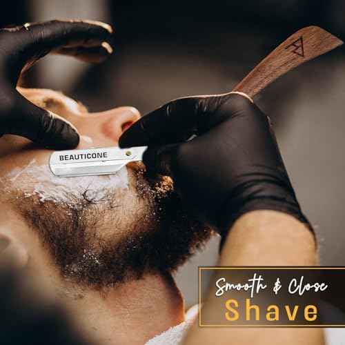 BEAUTICONE Straight Razors for Men, Straight Edge Razor, Stainless Steel, Barber Razor for Men's Shaving, Barber Shaving Knife, Rose Wooden Swinglock