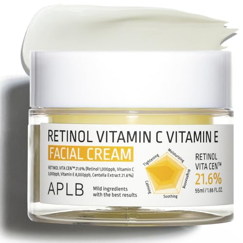 APLB Retinol Vitamin C Vitamin E Facial Cream | RETINOL VITA CEN¢â 21.6% 1.86 FL.OZ/Korean Skincare, Deep hydration, Retinol, Revitalize for gentle and improve skin texture