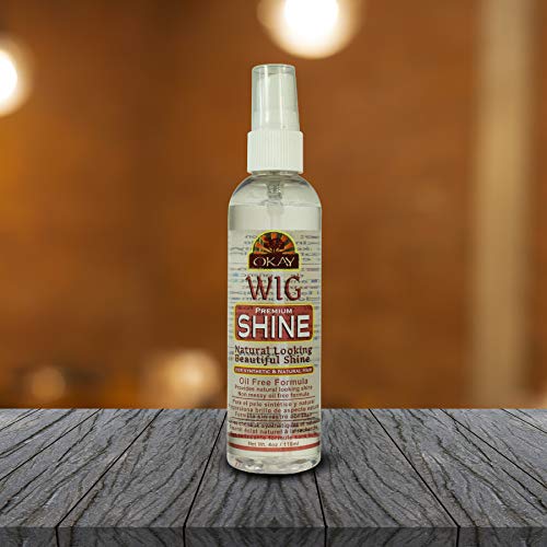 OKAY Pure Naturals Premium Wig Shine - Oil Free Wig Shine Spray for Synthetic & Human Hair Wigs, Spritz for Women & Men to Detangle & Moisturize, Silk Gloss for Styling - 4 fl oz (Pack of 1)