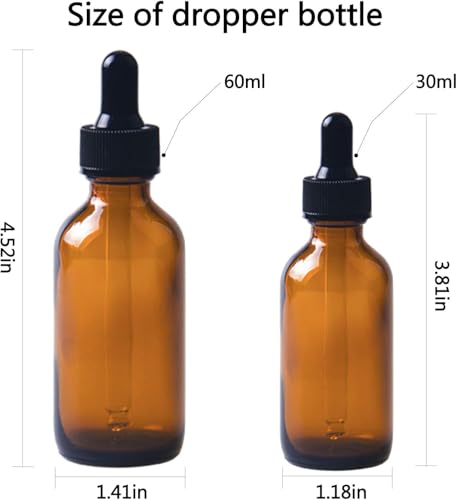 24-Pack 2oz Amber Glass Dropper Bottles for Essential Oils