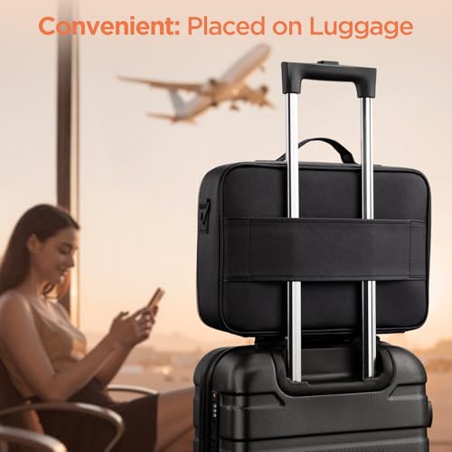 IPOW Travel Makeup Bag with LED Mirror, 3 Adjustable Light Settings, Customizable Dividers, Portable Travel Organizer, USB Charging,Black, Large