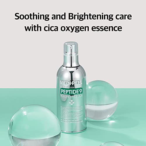 MEDI-PEEL Peptide 9 Volume White Cica Essence 3.38 fl.oz. / 100ml | White Cica Bubble and Peptides Brightening Skin | Korean Skincare, For All Skin Types