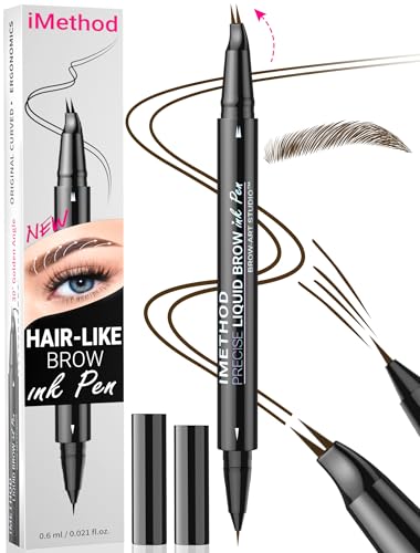 iMethod Curved Eyebrow Pen - Dual-Tip Microblading Brow Pencil Dark Brown