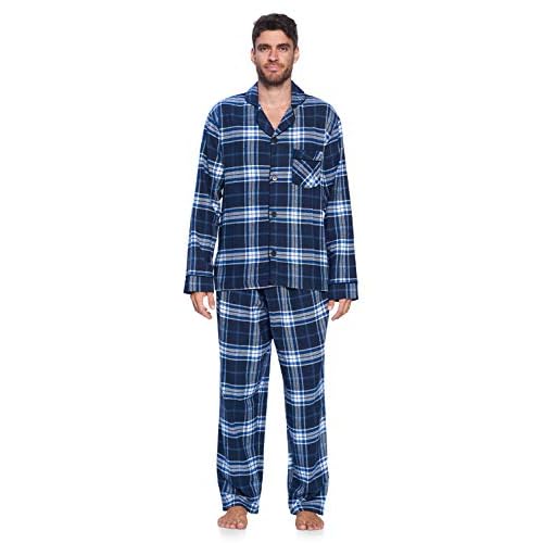 Ashford & Brooks Men¡¯s Flannel Long Sleeve Pajamas Set Plaid Sleepwear & Loungewear Button Down PJ Set