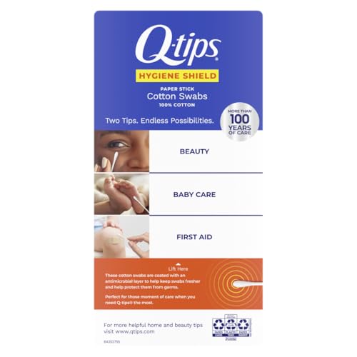 Antimicrobial Cotton Swabs - 300 Count, Gentle, Biodegradable & Multi-Use