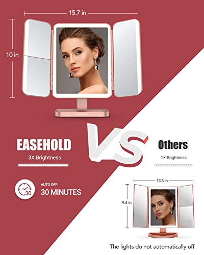 EASEHOLD Rechargeable LED Makeup Mirror with 10X Magnification