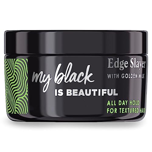MY BLACK IS BEAUTIFUL Golden Milk Edge Slayer, 2.6 Fl Oz — Flake-Free Edge Control for Curly and Coily Hair — Formulated with Coconut Oil, Honey, and Turmeric