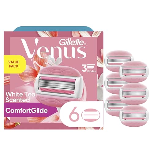 Gillette Venus ComfortGlide White Tea Razor Blade Refills, 6 Count