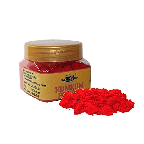 IS4A Pure Indian Dark Red kumkum Powder (Sindoor, kumkuma, Kum Kum) For Pooja, Makeup And Other Hindu Rituals (Dark Red 1.8 Ounces)