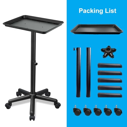 Adjustable Height Salon Rolling Tray with Storage