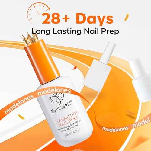 modelones Nail Dehydrator and Primer, 3-in-One HEMA-Free Nourishing Prep for Acrylic & Gel Nails, Supports Growth