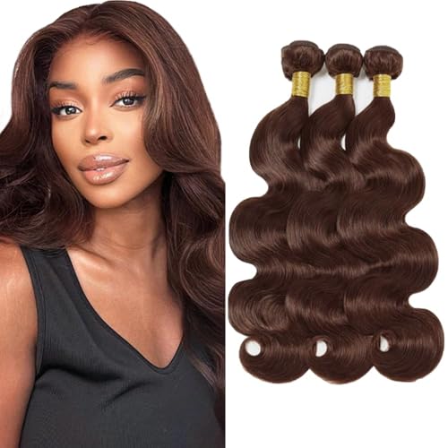 #4 Brown Body Wave Hair Bundles 18 20 22 Inch