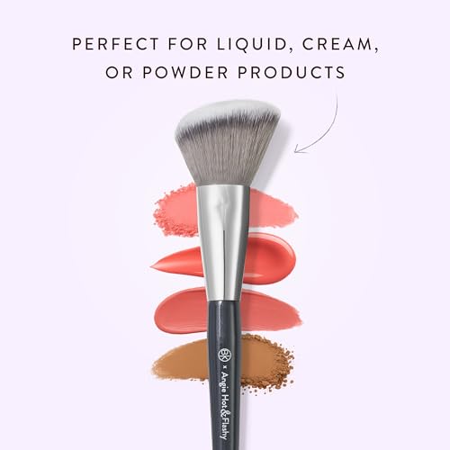 BK BEAUTY - ANGIE HOT & FLASHY A507 ANGLED BLUSH BRUSH ? For Blush, Bronzer & Contour, Fluffy Angled Brush for Seamless, Streak-Free Finish