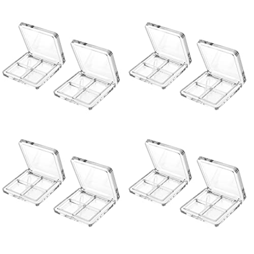 Beaupretty 8 Pieces Empty Eyeshadow Pallet 4 Grids Eye Shadow Lipstick Storage Case Box Clear Makeup DIY Cosmetic Organizer Container