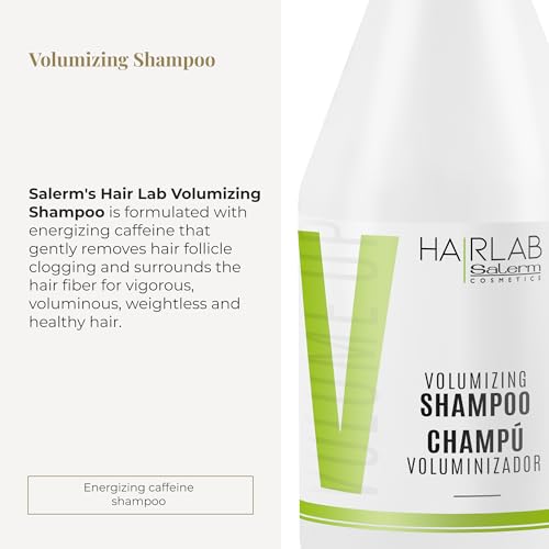 Salerm - Volume Shampoo - Hair Lab - 300 ml - With Energizing Caffeine - For Fine and Flat Hair - Adds Body and Texture to Hair - Gentle Cleanse - Paraben-Free