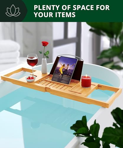 Royal Craft Wood Expandable Bamboo Bathtub Caddy Tray