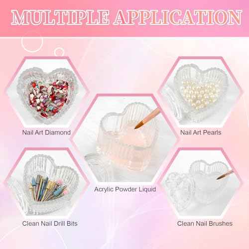 BQAN Dappen Dish for Monomer with Lid, Nail Liquid Holder Acrylic Powder Holder, Acrylic Glass Jar for Nail Art, Clear Glass Crystal Cup for Nail Art (Clear)