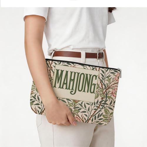 Mahjong Tile Bag - Retro Floral Canvas Case for American Sets