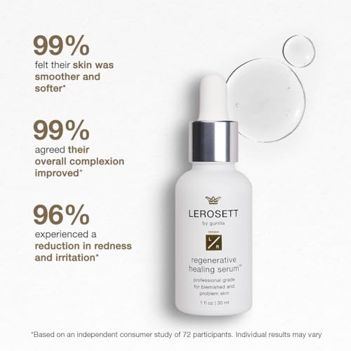 LEROSETT Healing Hydration Serum ? Aloe, Ginseng & Collagen-Based Complex for Pimples, Irritated Skin, Blemishes & Post-Breakout Scarring ? Plant-Based, Spa-Grade, Concentrated, 1 oz
