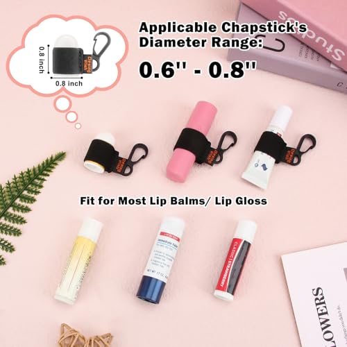 Desing Wish 6 PCS Mini Chapstick Holder Keychain Elastic Sleeve Chapstick Keychain Holder for Lip Balms/Lip Gloss/Lipsticks, Portable Lip Balm Holder Sleeves - Colorful