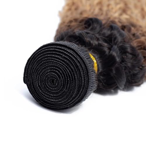 Freiuoke 300g T1B427 Deep Wave Human Hair Bundles Honey Blonde & Black 12-16 Inch
