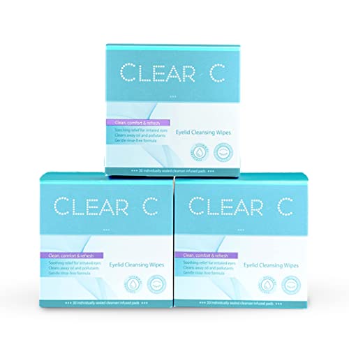 Clear C Eyelid Cleaning Wipes, 90 Count (3 Boxes)