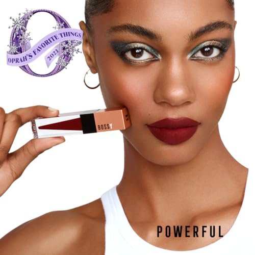 Bossy Cosmetics Liquid Lipstick for Women, Vegan, Hydrating, Long Lasting, Matte Lip Stick for Healthy & Full Lips, Smudge-Proof, Quick Drying, Paraben and Cruelty Free (Powerful- Deep Wine Color)