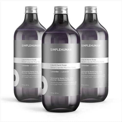 Simplehuman Lavender Liquid Hand Soap Refill Pack of 3 - 30 fl oz Each, Moisturizing & Sulfate-Free for Sensor Pump