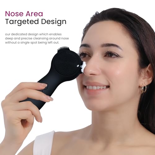 Rechargeable Electric Face Scrubber with 5 Modes & Hot Compress - Waterproof Sonic Facial Cleansing Brush for Men & Women