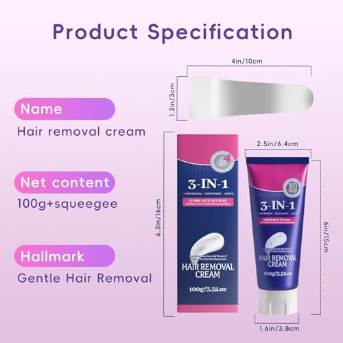 Feisou Painless Hair Removal Cream 72oz with Aloe Vera & Vitamin E for Sensitive Skin - Long-Lasting Depilatory for Face & Body