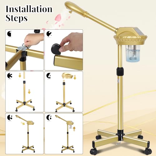 Facial Steamer Professional for Deep Cleaning and Hydration, Gold