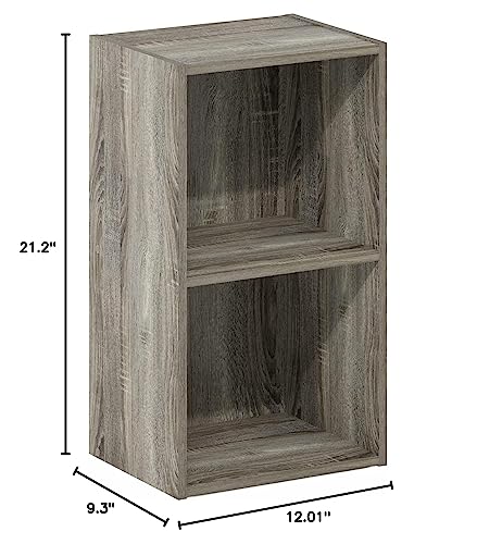 Furinno Luder Bookcase / Book / Storage, 2-Tier Cube, French Oak