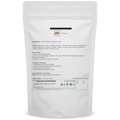 100% Natural Non-nano & Uncoated Titanium Dioxide Powder for Skin Hair and Health Care 0.5 LBS / 227 GMS