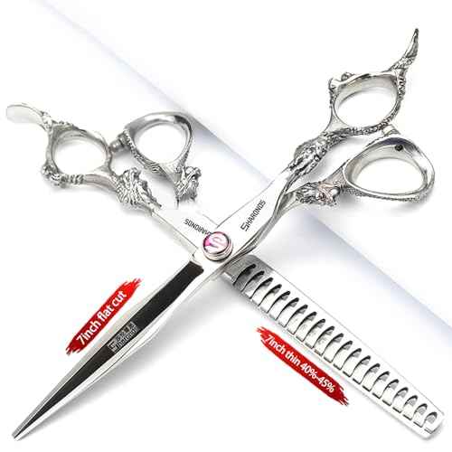 SHARONDS Hair Cutting Scissors Hairdressing Scissors Thinning Scissor Professional Barber Salon Home Shear For Men Women (7-inch 2pc-A)