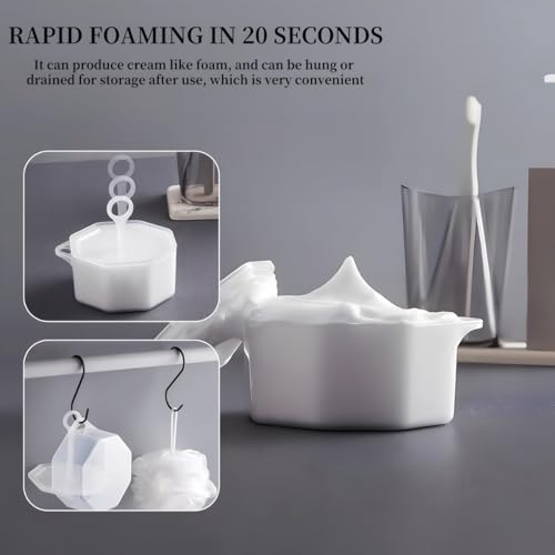 2Pcs Foam Maker For Face Wash,Face Wash Foamer,Press Type Soft,Fluffy,Delicate,Micro Foam.Dense Foam,Easy To Clean And Travel