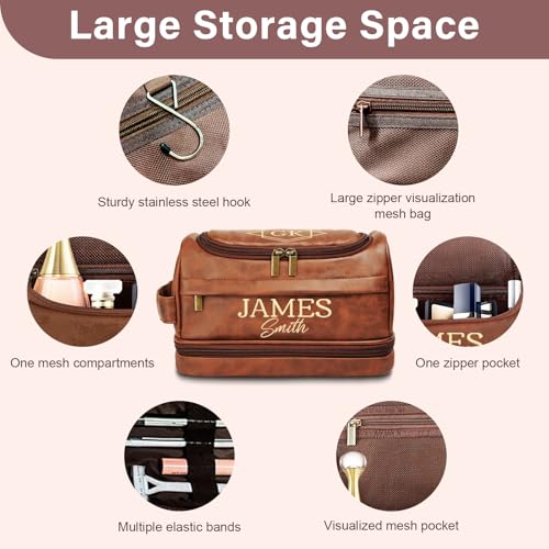 Personalized Leather Toiletry Bag for Men | Custom Engraved