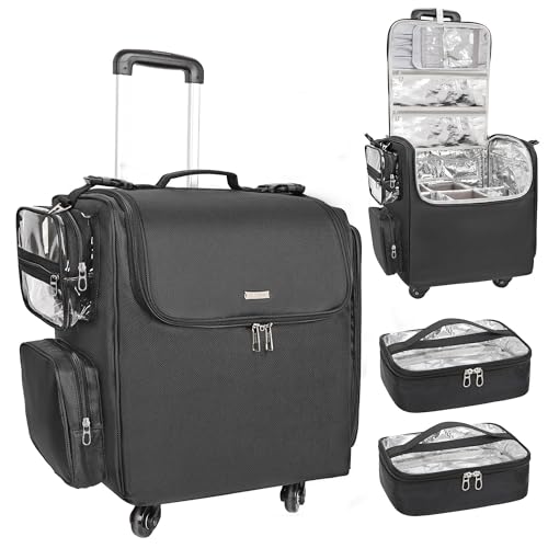 Relavel Rolling Makeup Train Case with 4 Wheels & Heat Insulation