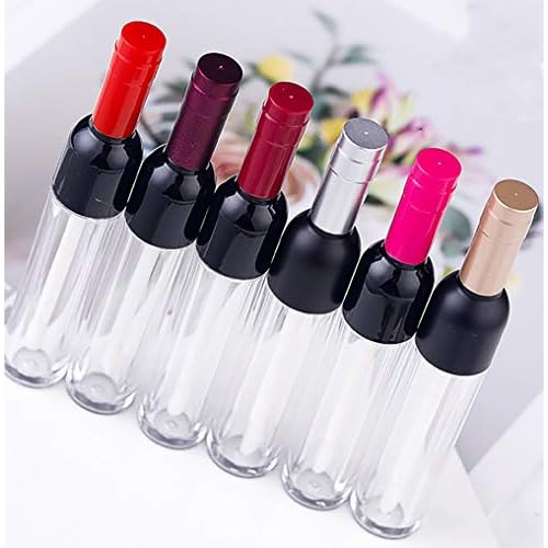 Empty Lip Gloss Tubes 5ml Clear Wine Shaped Lip Gloss Tube Plastic Mini Refillable Lip Oil Bottle Container Lip Glaze Tube Vials Cosmetic DIY Container Holders, Gold, Pack of 10