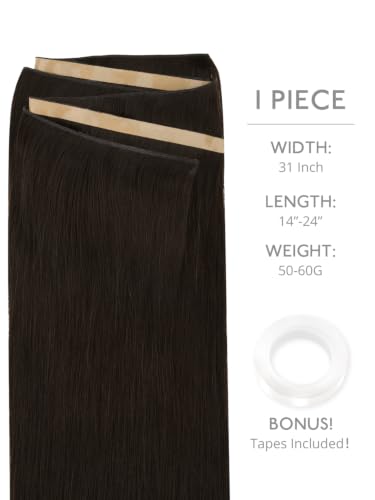 WENNALIFE 16'' Dark Brown Tape In Weft Hair Extensions - Remy Human Hair, Cuttable, Reusable