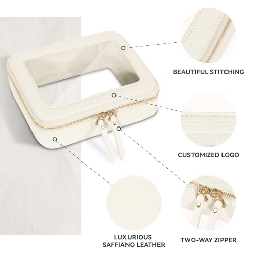 Prite Clear Makeup Bag - Waterproof Vegan Leather Organizer