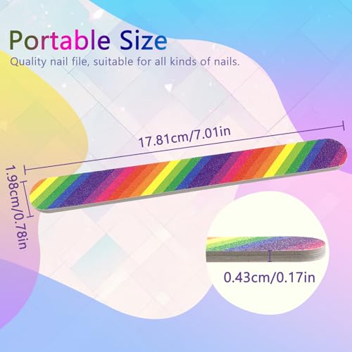12-Pack Colorful Double-Sided Nail Files 100/180 Grit Manicure Pedicure Tools