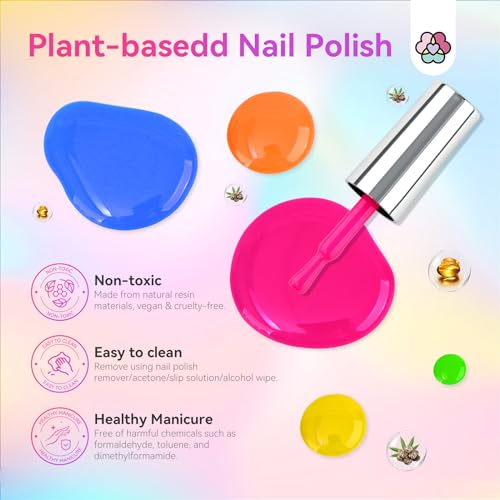 SAVILAND Quick-Dry Neon Nail Polish Set 12+2 Colors – Non-Gel Base & Top Coat