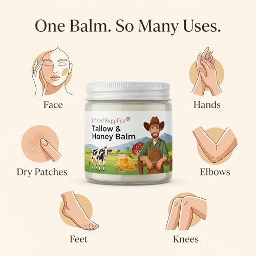 Grass-Fed Tallow & Raw Honey Moisturizing Balm for Dry Skin
