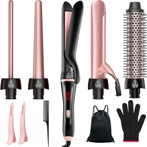 5-in-1 Curling Iron Set with Interchangeable Barrels & Straightener