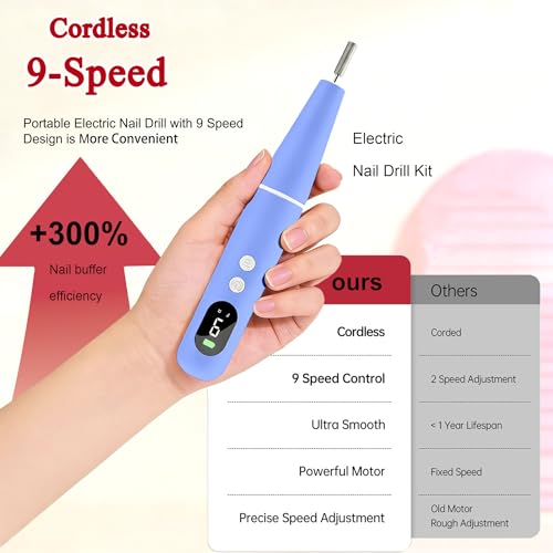 Electric Nail Drill Kit – Professional Cordless Nail File with LED Display & 26 Accessories