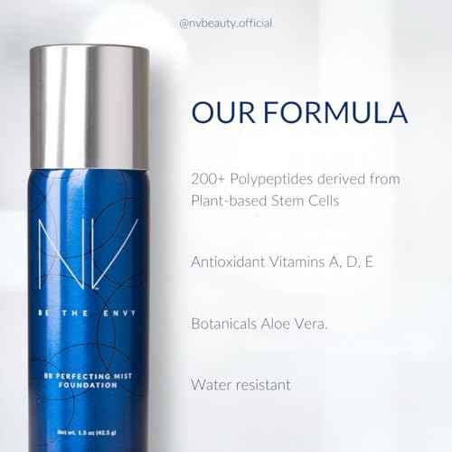 NV BB Perfecting Mist Foundation Buildable Coverage Professional Airbrush Makeup with Plant-based Stem Cell Polypeptides, Vitamins A, D, E and Aloe, 1.5 ounces, Cool Sand