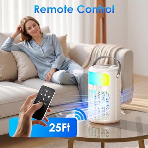 Portable Evaporative Air Cooler, 1500ML Tank, USB-C, Remote