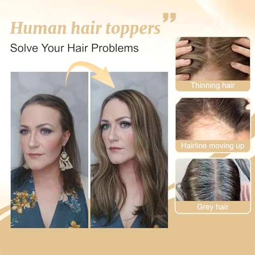 Remy Human Hair Topper 12 Inch with Mono Base Clip-In